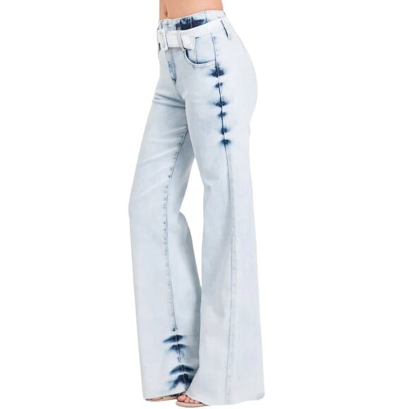 Uniq by Litz Acid Light Wash High Rise Wide Leg Jeans - Picture 2 of 14